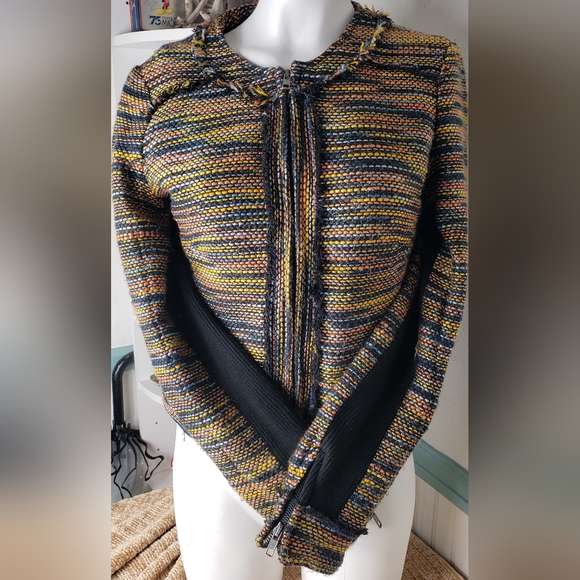 Greylin Anthropologie Womens Multicolor Knit Zip Down Open Front Jacket Size XS. - Picture 4 of 10